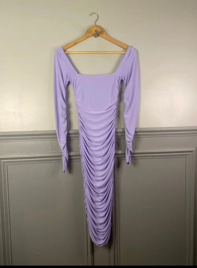 Fabulous Club L ruched midi Dress Uk8 Lavender FH003