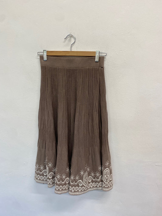 Fabulous Anthropologie hazel x3 Skirt midi UK S Beige pattern BT001