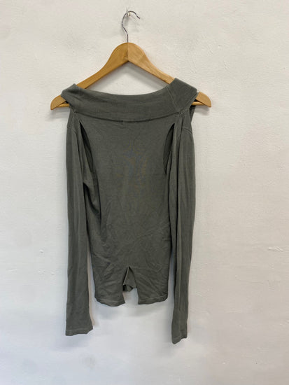 Fabulous Sacks y2k Long sleeve top Uk 8 Grey cut out BT001