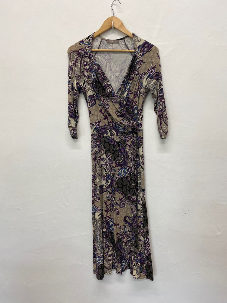 Fabulous Kenar Paisley fit & flare Dress UK10 Purple Beige BT001