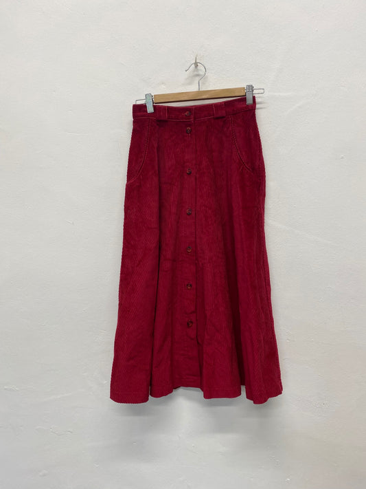 Fabulous Vintage St Michael’s Skirt Uk8 Cherry Red A Line Cottagecore BT001