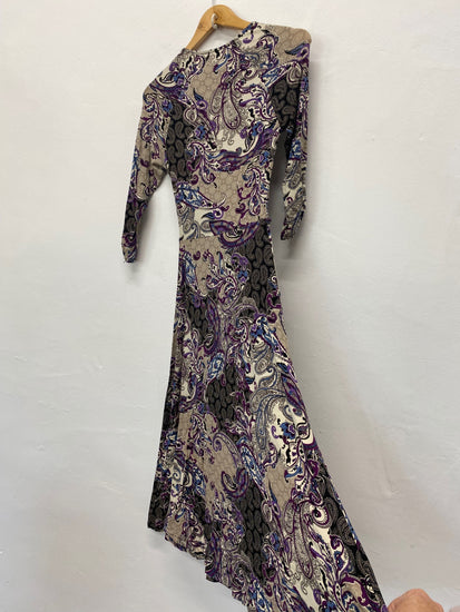 Fabulous Kenar Paisley fit & flare Dress UK10 Purple Beige BT001