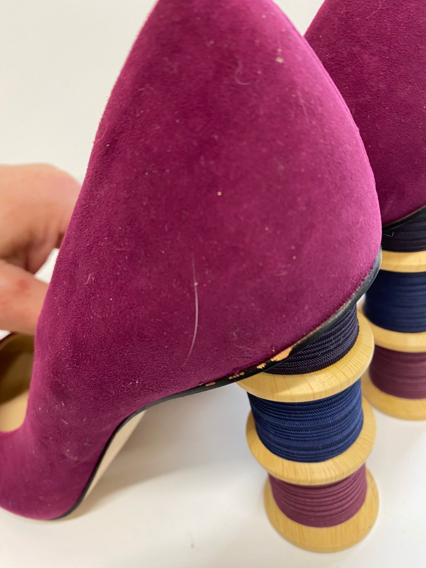 Fabulous Katy Perry Tasha cotton reel High heels UK4 purple rare BT001