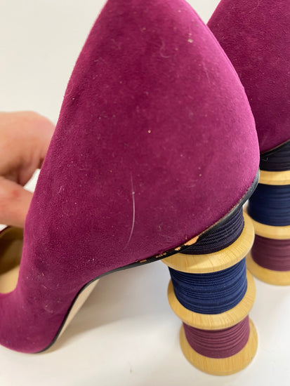 Fabulous Katy Perry Tasha cotton reel High heels UK4 purple rare BT001