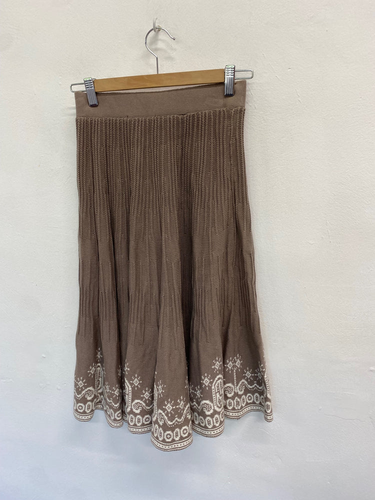 Fabulous Anthropologie hazel x3 Skirt midi UK S Beige pattern BT001