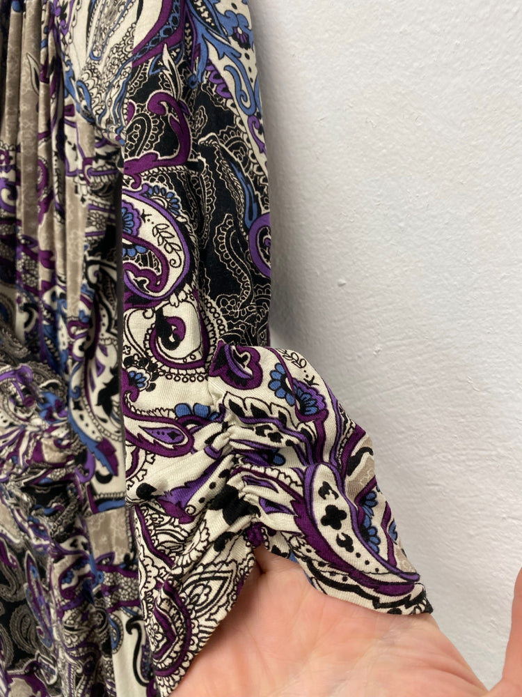 Fabulous Kenar Paisley fit & flare Dress UK10 Purple Beige BT001