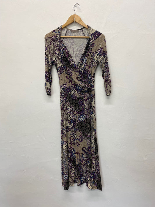 Fabulous Kenar Paisley fit & flare Dress UK10 Purple Beige BT001