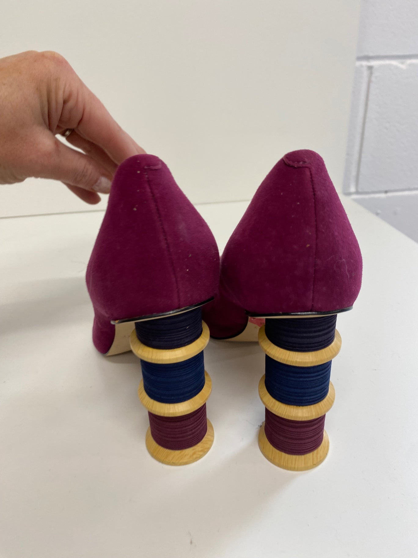 Fabulous Katy Perry Tasha cotton reel High heels UK4 purple rare BT001