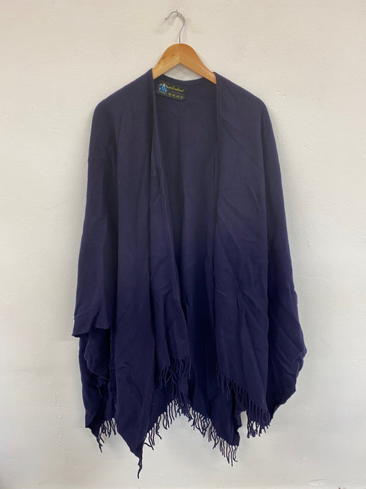 Fabulous Made In Italy Navy Lambswool Shawl One Size MM005