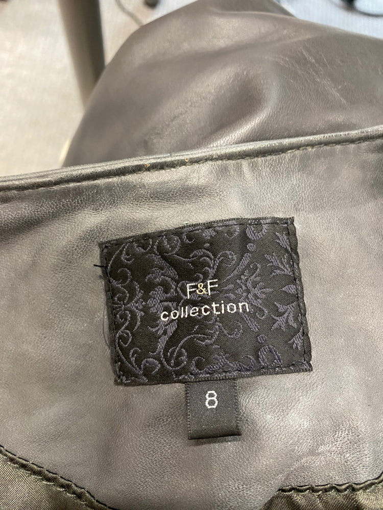 Fabulous F&F Collection y2k Leather jacket Uk 8 Black BT001