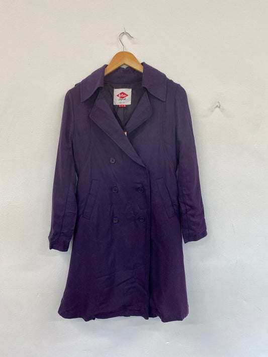 Fabulous Lee Cooper Purple Y2K Silk Blend Trench Coat UK8 BT001
