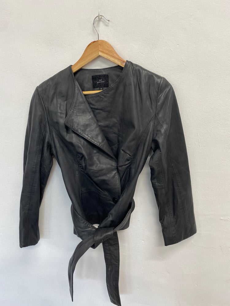 Fabulous F&F Collection y2k Leather jacket Uk 8 Black BT001