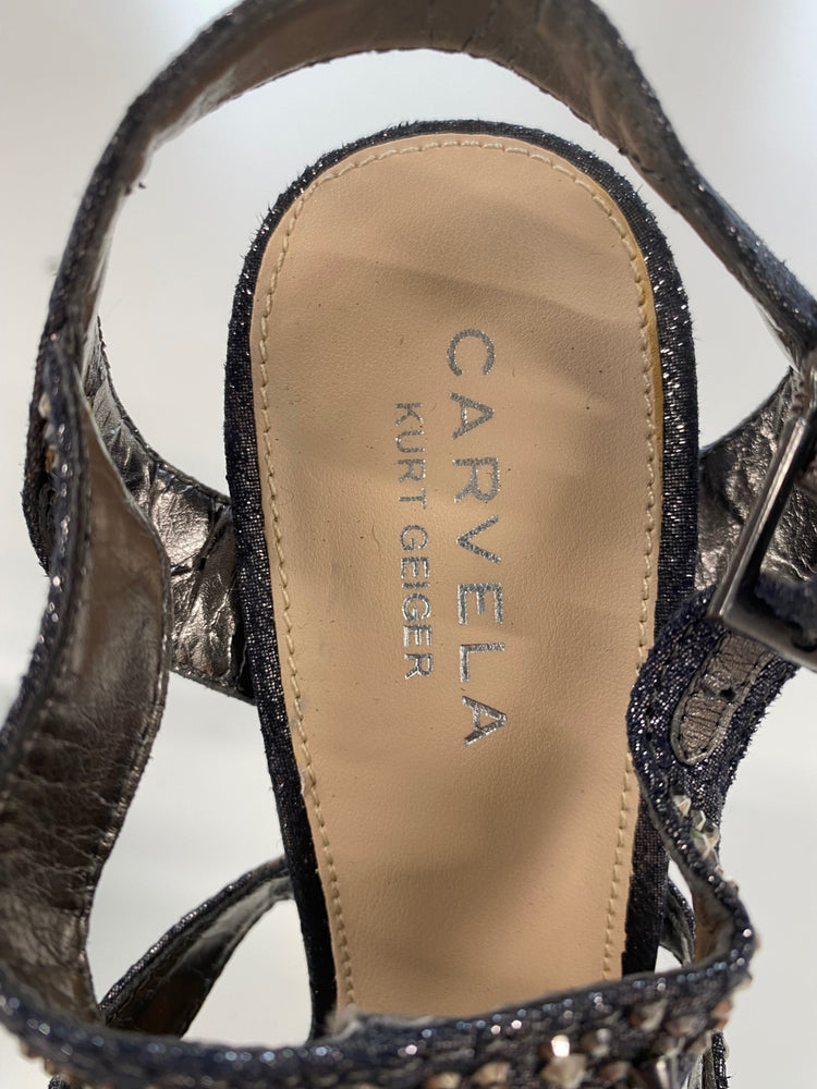 Fabulous Carvela Silvery Y2K Edgy Studded Heels UK3 BT001