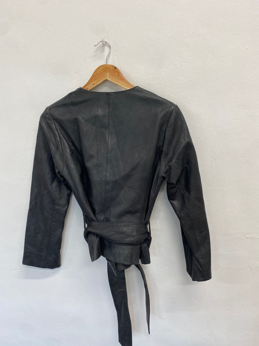 Fabulous F&F Collection y2k Leather jacket Uk 8 Black BT001