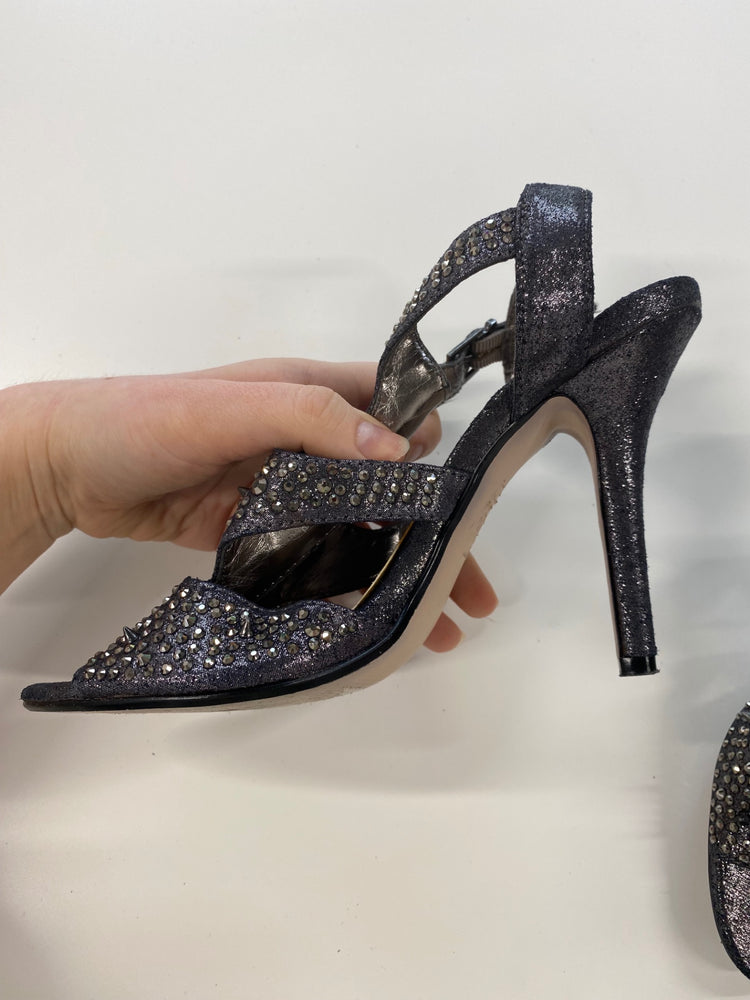 Fabulous Carvela Silvery Y2K Edgy Studded Heels UK3 BT001