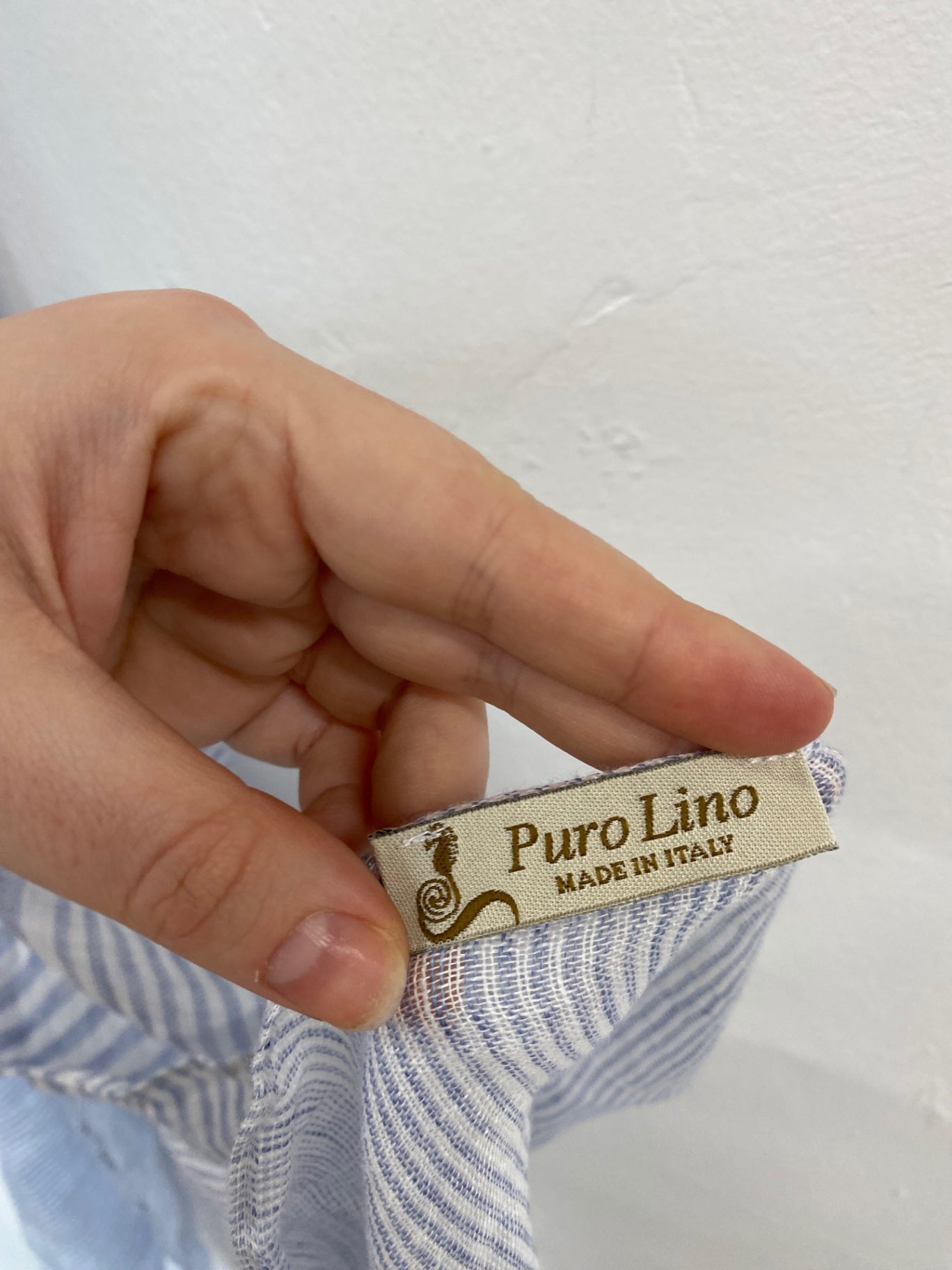 Fabulous Made In Italy Pure Linen Blue Stripe Scarf One Size CD001