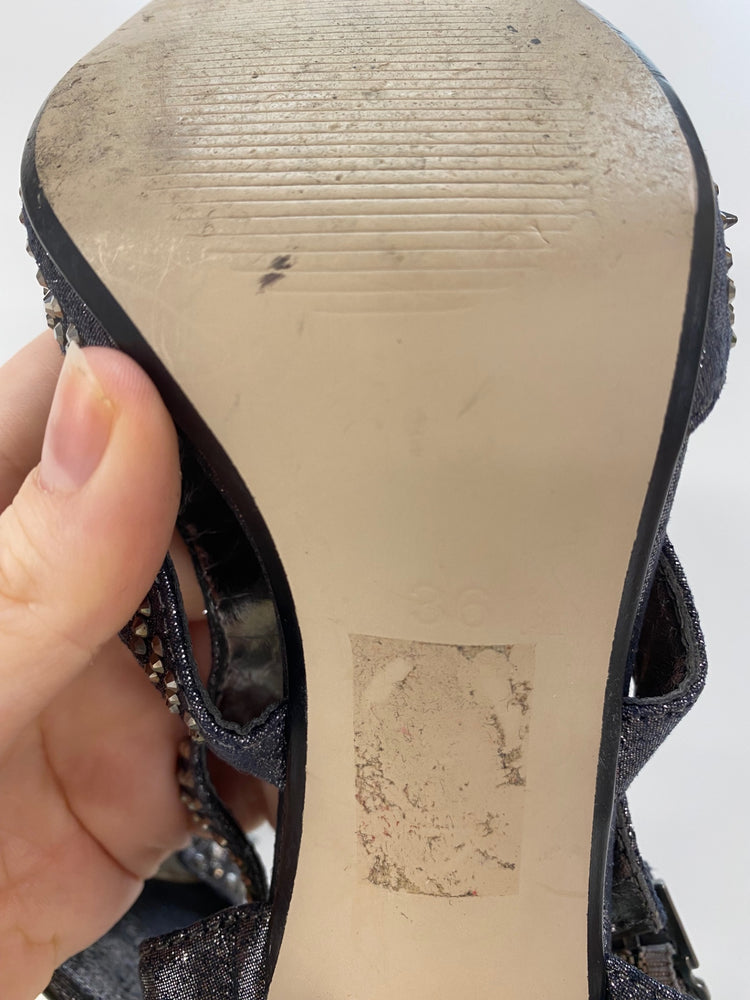 Fabulous Carvela Silvery Y2K Edgy Studded Heels UK3 BT001