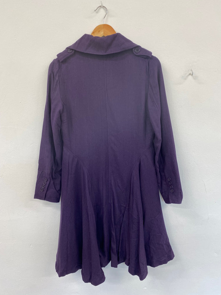 Fabulous Lee Cooper Purple Y2K Silk Blend Trench Coat UK8 BT001