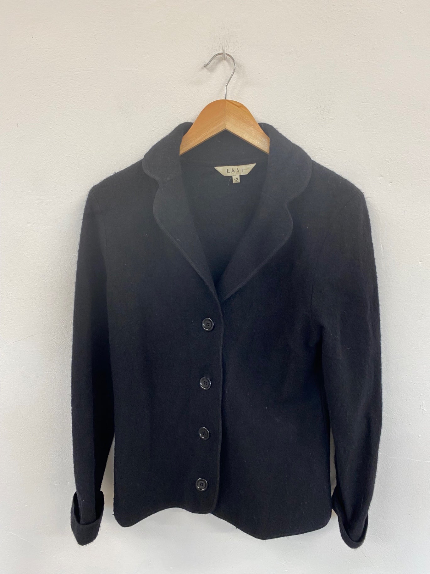 Fabulous EAST Black Wool Cardigan UK12 MM005