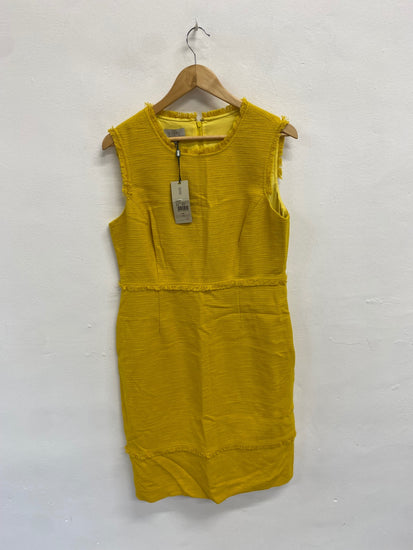 Fabulous Hobbs Dress UK 14 Yellow distressed hem midi new CE060