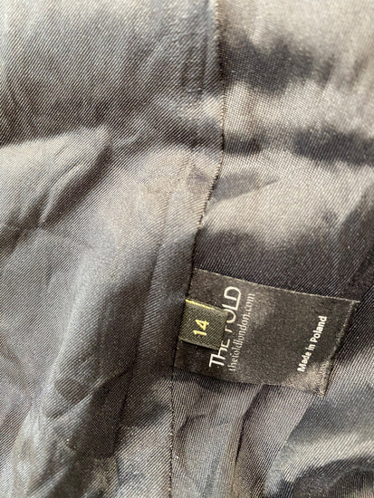 Fabulous The Fold London pleated floral midi Skirt Uk14 Navy Blue CE060