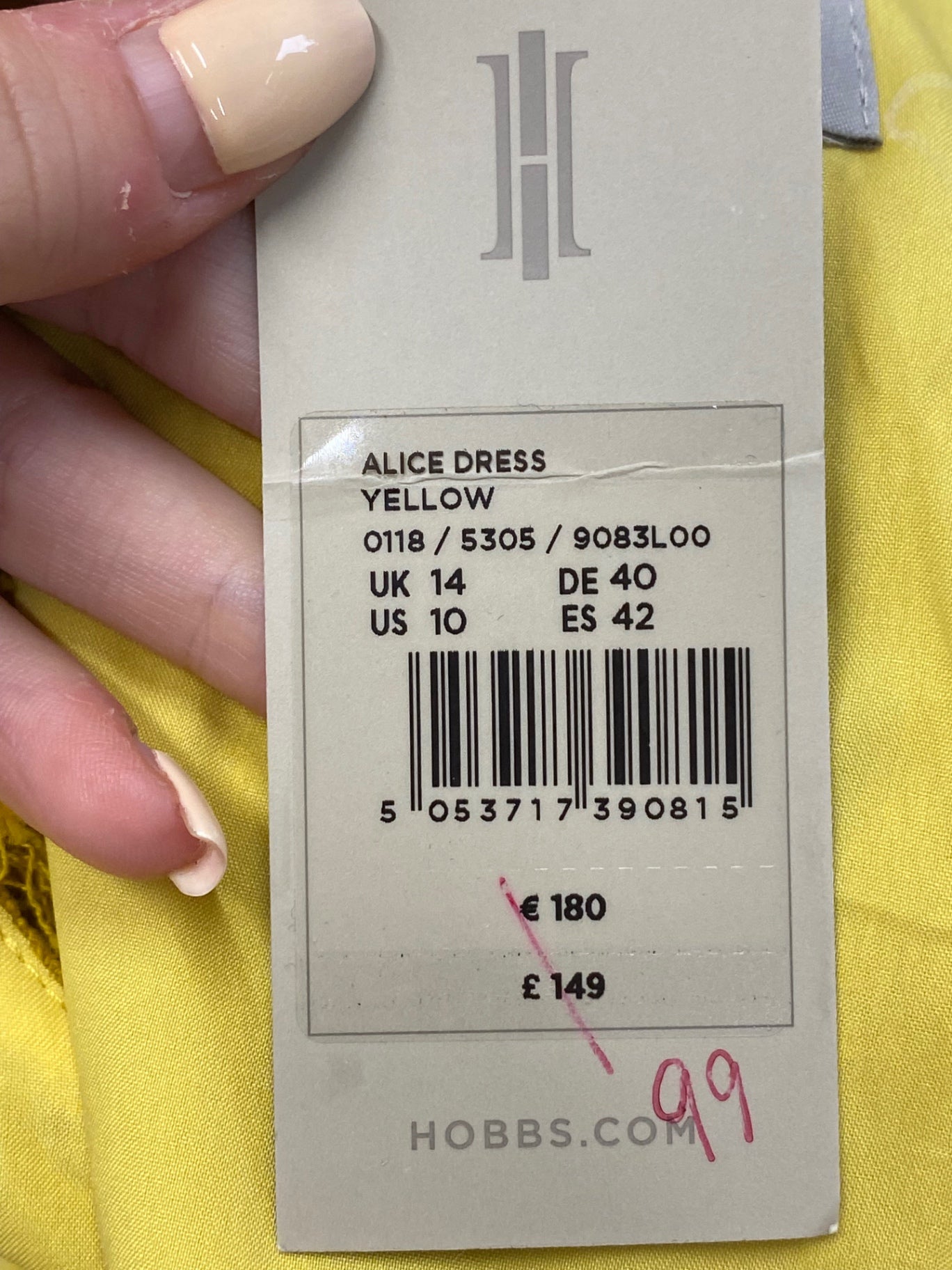 Fabulous Hobbs Dress UK 14 Yellow distressed hem midi new CE060