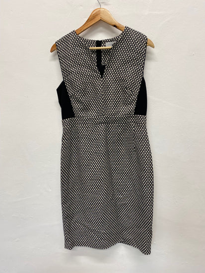 Fabulous Jigsaw monochrome formal Dress UK12 Black CE060