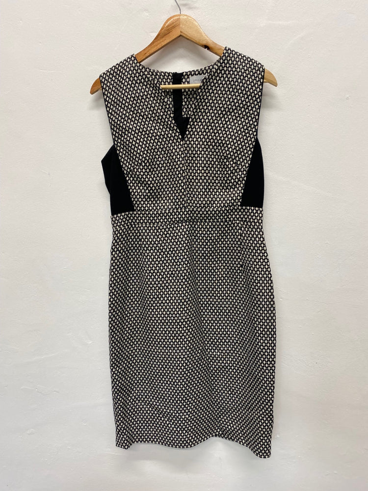 Fabulous Jigsaw monochrome formal Dress UK12 Black CE060