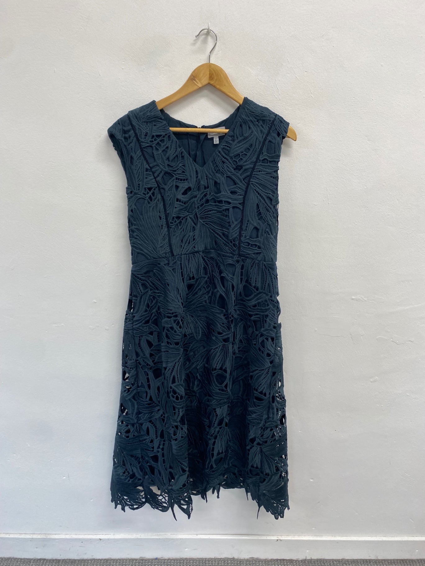 Fabulous Jigsaw Dress Uk14 Dark Green broderie overlay special occasion CE060