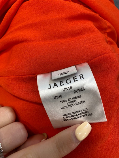 Fabulous JAEGER Dress UK 18 Orange silk midi CE060