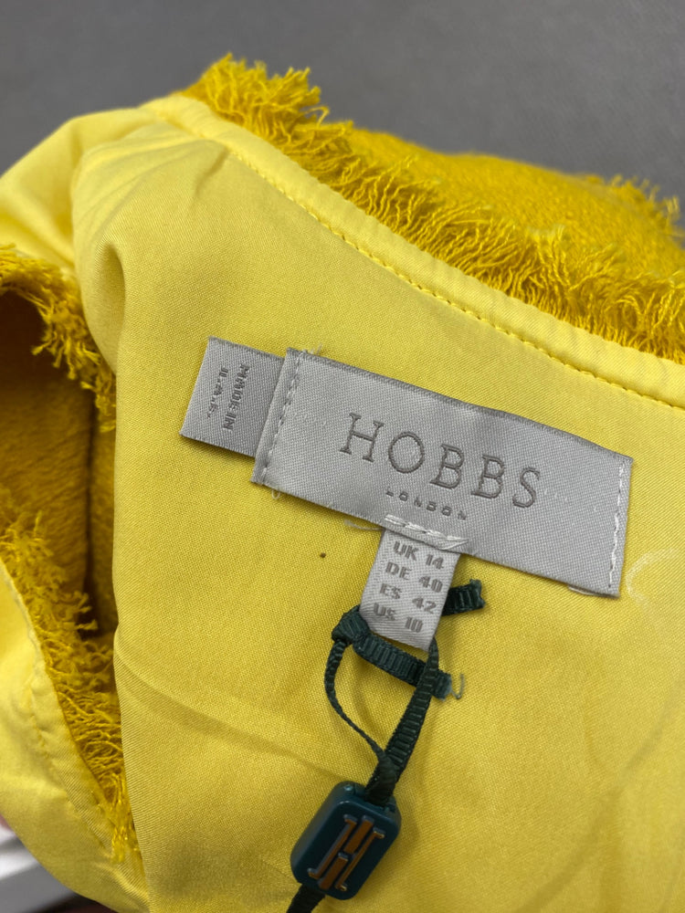 Fabulous Hobbs Dress UK 14 Yellow distressed hem midi new CE060