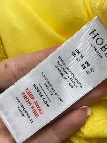 Fabulous Hobbs Dress UK 14 Yellow distressed hem midi new CE060