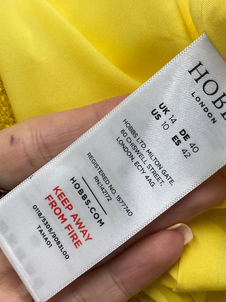 Fabulous Hobbs Dress UK 14 Yellow distressed hem midi new CE060