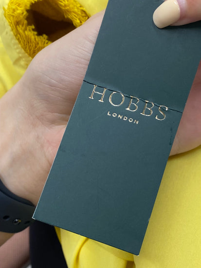 Fabulous Hobbs Dress UK 14 Yellow distressed hem midi new CE060