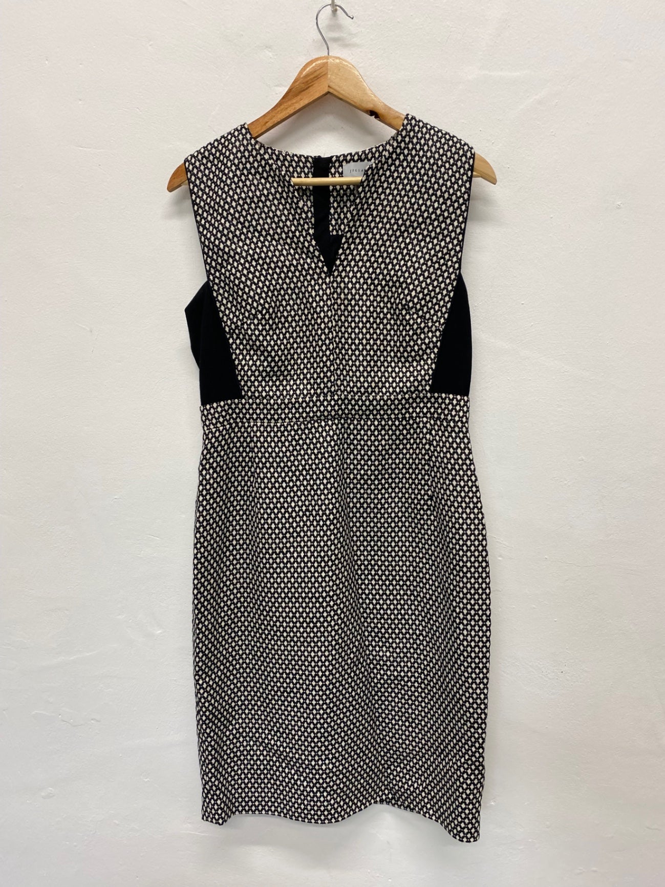 Fabulous Jigsaw monochrome formal Dress UK12 Black CE060