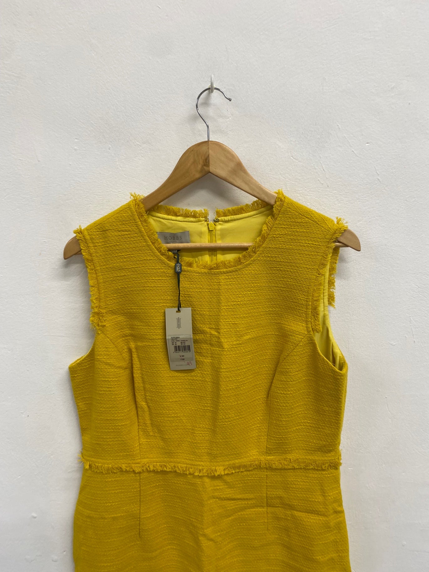 Fabulous Hobbs Dress UK 14 Yellow distressed hem midi new CE060