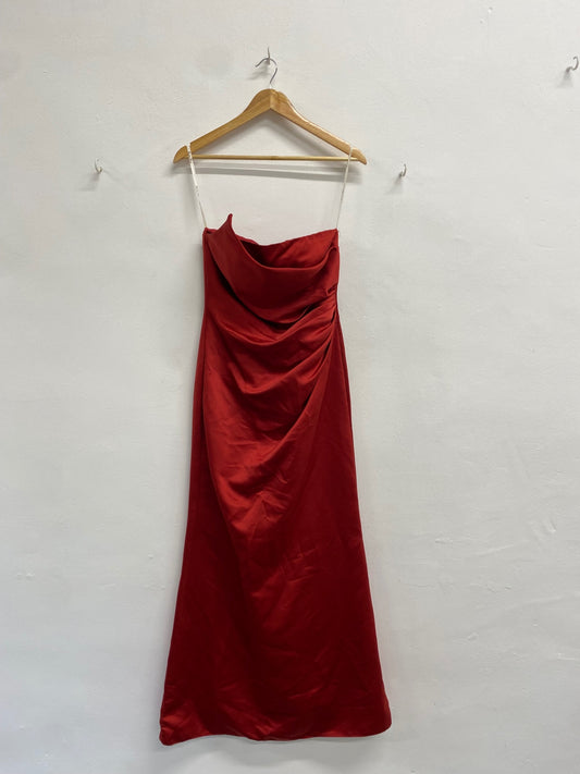 Fabulous Kelsey rose Dress Uk 8 Red ruched prom FS128