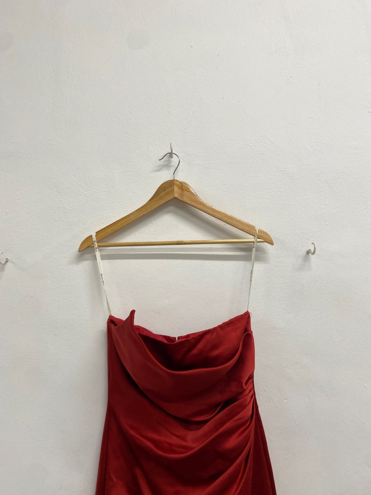 Fabulous Kelsey rose Dress Uk 8 Red ruched prom FS128