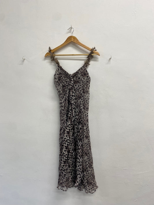 Fabulous Fenn Wright Manson Dress Uk 8 Leopard Print feathered FS128