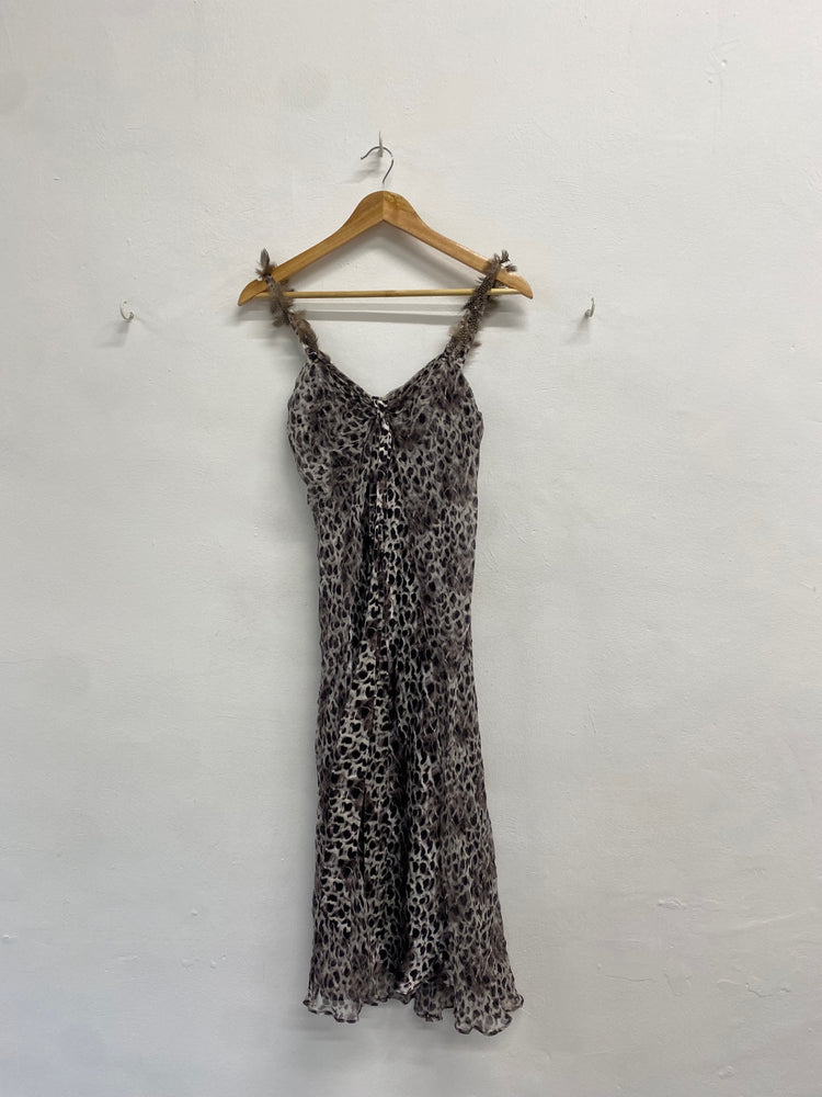 Fabulous Fenn Wright Manson Dress Uk 8 Leopard Print feathered FS128