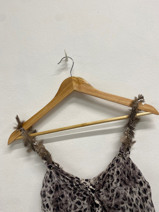 Fabulous Fenn Wright Manson Dress Uk 8 Leopard Print feathered FS128