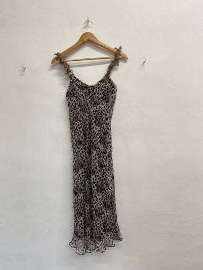 Fabulous Fenn Wright Manson Dress Uk 8 Leopard Print feathered FS128