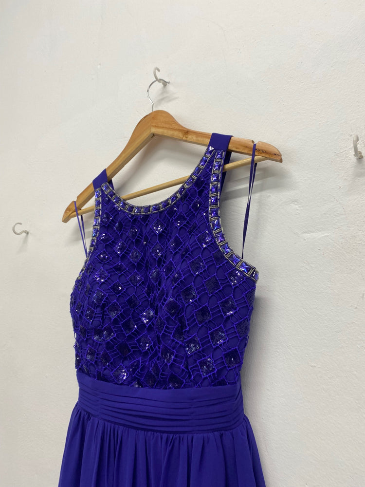 Fabulous Quiz Royal purple Evening Party Dress UK14 Purple NB445