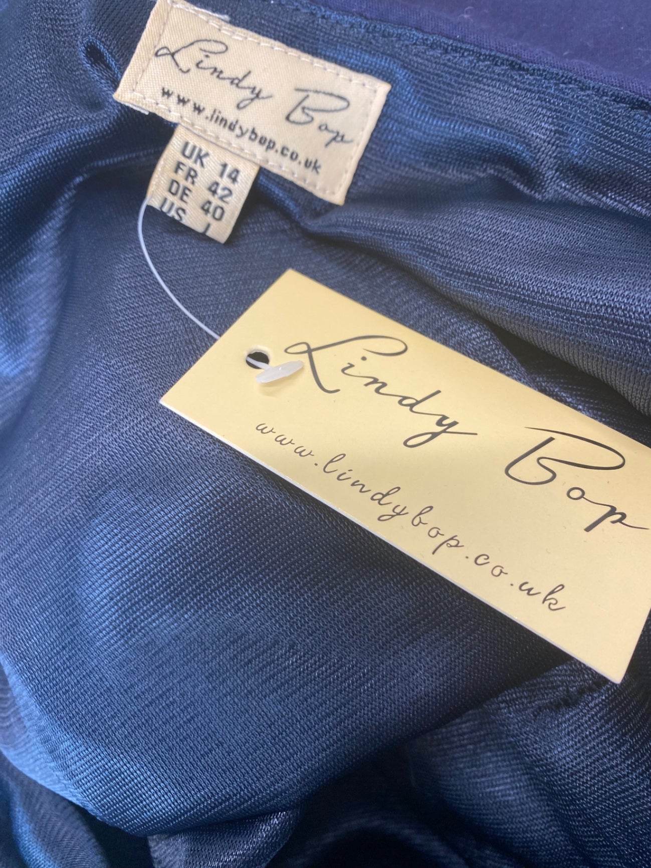 Fabulous Lindy Bop Dress Uk14 Navy Blue retro swing classic NB445