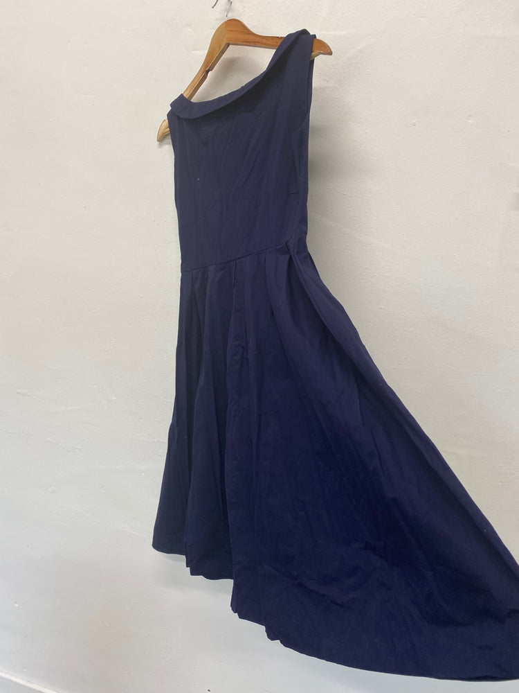 Fabulous Lindy Bop Dress Uk14 Navy Blue retro swing classic NB445