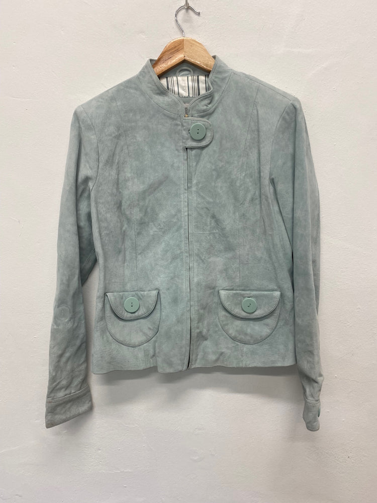 Fabulous 1990’s vintage Next suede biker Jacket Uk14 Teal NB445