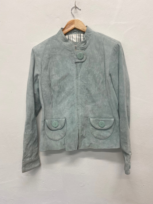 Fabulous 1990’s vintage Next suede biker Jacket Uk14 Teal NB445