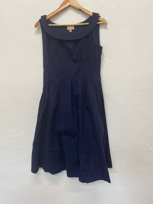 Fabulous Lindy Bop Dress Uk14 Navy Blue retro swing classic NB445