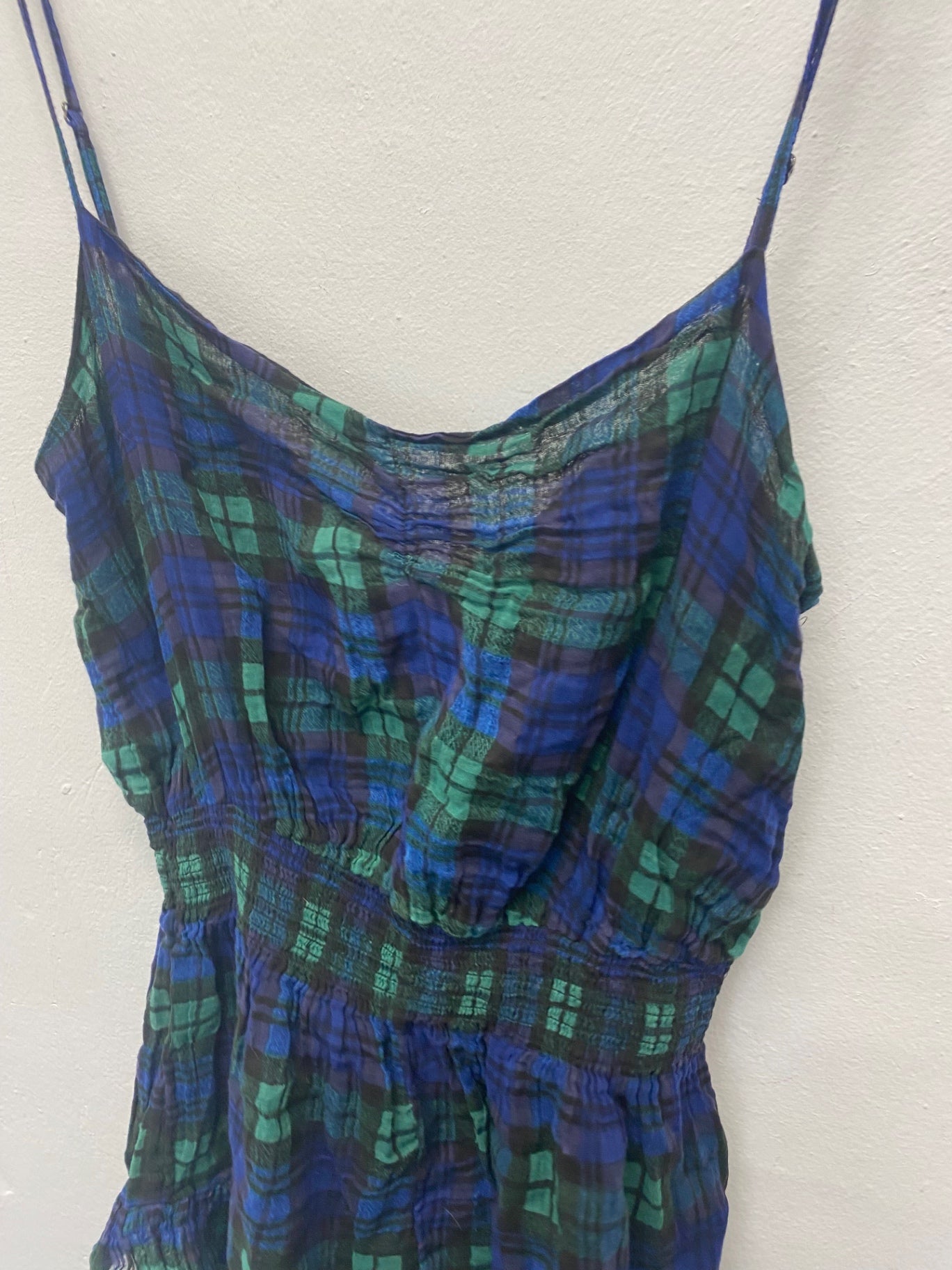 Fabulous Free people tartan classic Playsuit UkM Navy EC004