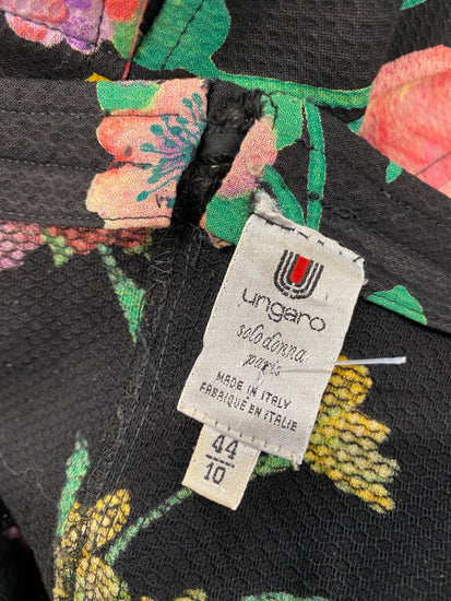 Fabulous Emanuel ungaro Dress UK 10 Floral peplum 1980s retro LJ446